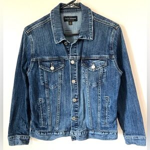 Lucky Brand Tomboy Trucker Blue Distressed Denim Jean Jacket Women Size LG Fit M